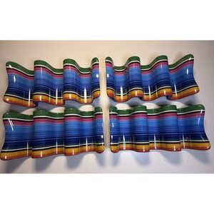 Prepara Taco Holders Set of 4 Multicolor Fiesta Striped Wave Plastic Taco Stands